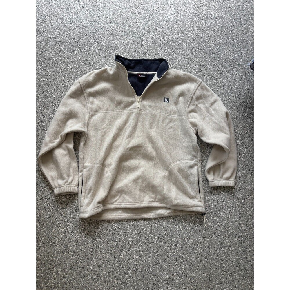 Wilson Mens Cream Fleece Quarter Zip size Large